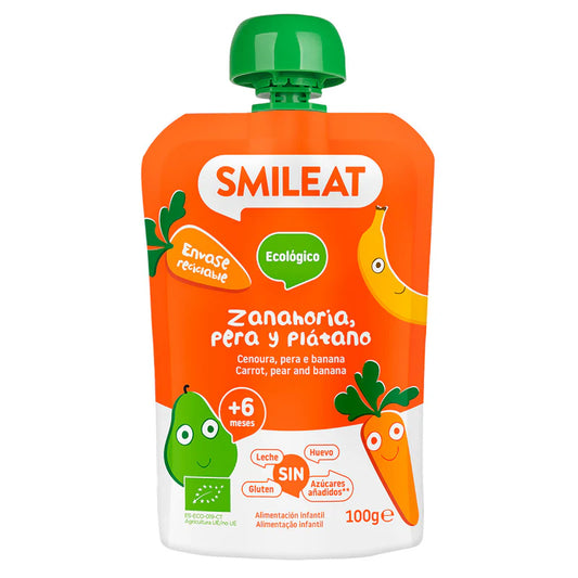 Smileat - Pouch de zanahoria, pera y plátano