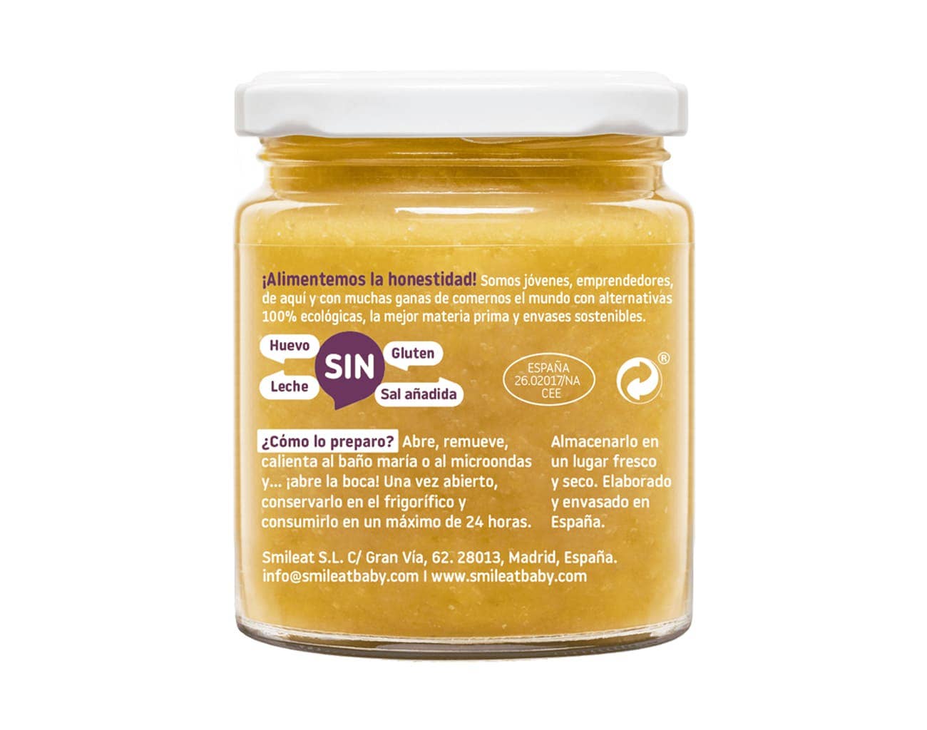 Smileat Guisito de alubias 230g Ecológico es una papilla cremosa de color amarillo claro perfecta para los más pequeños. No contiene huevo, leche, gluten ni sal añadida. Caliéntala al baño maría o en el microondas y refrigera hasta 24 horas después de abrirla. Disfruta de las ofertas en parafarmacia infantil con entrega gratis a domicilio en Mallorca.