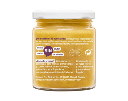 Smileat Guisito de alubias 230g Ecológico es una papilla cremosa de color amarillo claro perfecta para los más pequeños. No contiene huevo, leche, gluten ni sal añadida. Caliéntala al baño maría o en el microondas y refrigera hasta 24 horas después de abrirla. Disfruta de las ofertas en parafarmacia infantil con entrega gratis a domicilio en Mallorca.