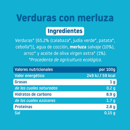 Smileat Verduras con Merluza 230g valores nutricionales tabla