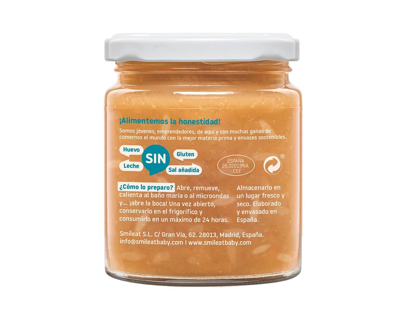 Un tarrito de papilla natural Smileat, CA-CHI-TOS de Arroz integral con Salmón y Guisantes, sin gluten, leche, huevos ni sal añadida. Incluye instrucciones de preparación. Encuentra grandes ofertas en parafarmacia infantil para artículos básicos para bebés.