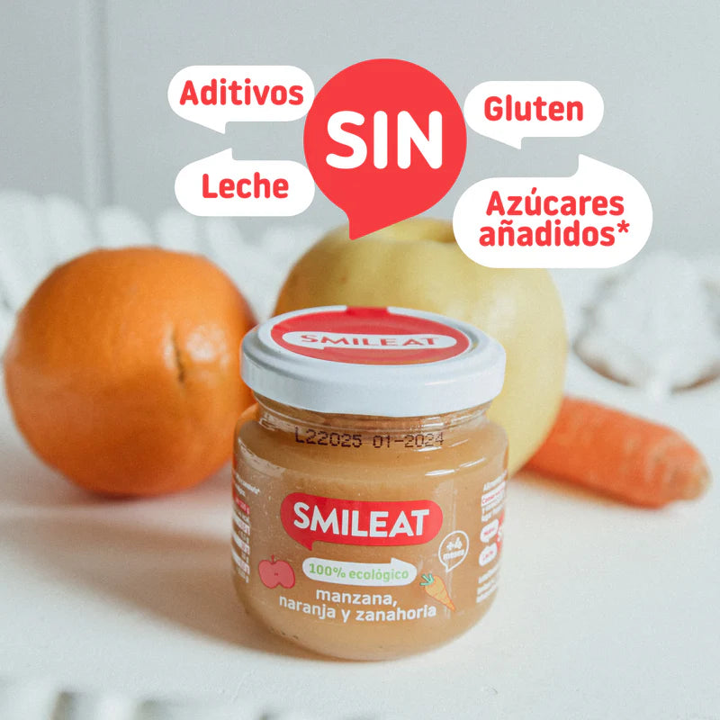 Smileat Manzana, naranja y zanahoria 130g Ecológico sin azucares añadidos