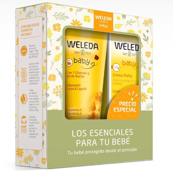 esencial weleda gel de ducha 2 en 1 mas crema pañal