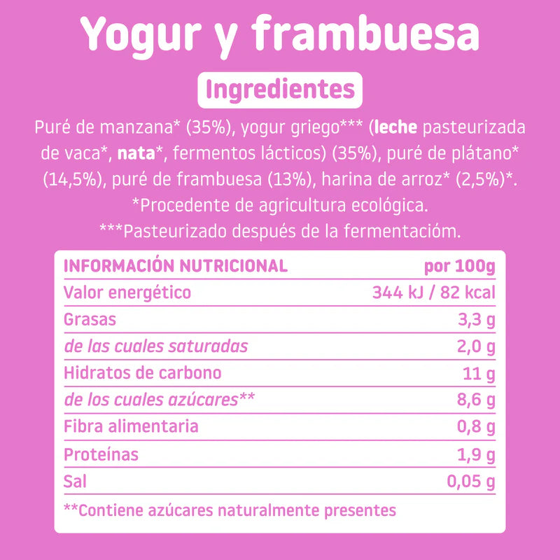 Smileat Pouch de Yogur y Frambuesa tabla-nutricional